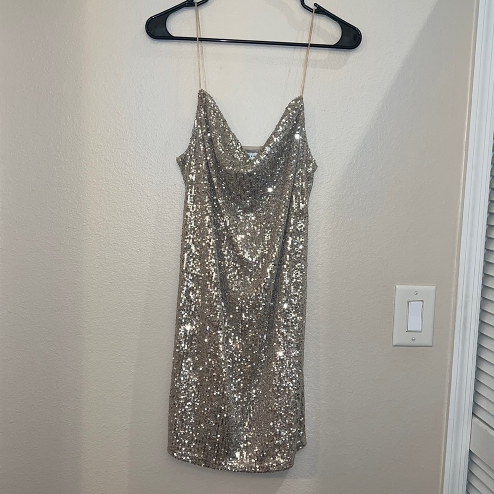 Topshop Silver Sequin Dress